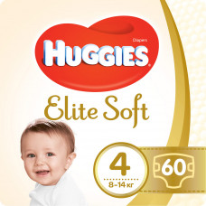 Подгузники для детей HUGGIES (Хаггис) Elite Soft (Элит софт) 4 от 8 до 14 кг 60 шт