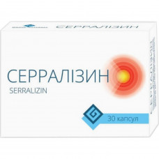 Serralizin additional source of a seratiopeptidaza of the capsule packing of 30 pieces