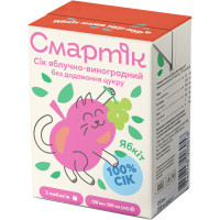 Juice children's SMARTIK apple and grape without sugar of 200 ml