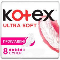 Sanitary pads female KOTEX Ultra Soft Super (Ultra software super) 8 pieces