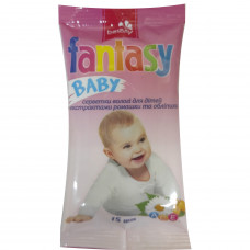 Салфетки влажные FANTASY BABY (Фентези бейби) для детей с экстрактом ромашки и облепихи 15 шт