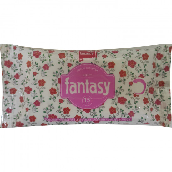 Wet towel wipes FANTASY (Fentezi) Beauty with aroma of flower freshness of 15 pieces