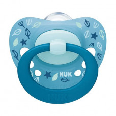 Dummy silicone NUK Signature Leaves, orthodontic, blue, from 6 to 18 months, 1 piece (3952348)