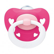 Dummy silicone NUK Signature Heart, orthodontic, pink, from 6 to 18 months, 1 piece (3952347)