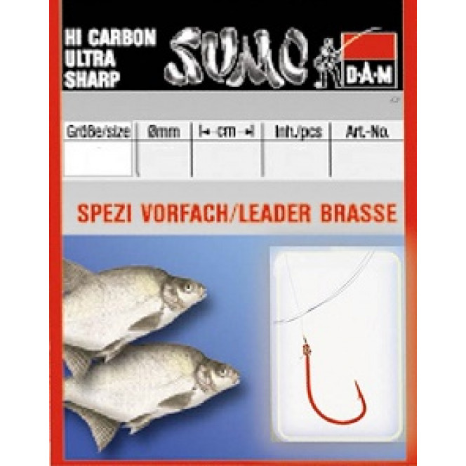 Hook with a lead of DAM Sumo Spezi Bream (bream) No. 10, 10 pieces (red)