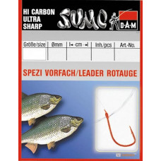 Hook with a lead of DAM Sumo Spezi Rotauge (small fry) No. 12, 10 pieces (red)