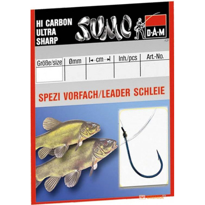 Hook with a lead of DAM Sumo Spezi Schleie (tench) No. 12, 10 pieces (black nickel)