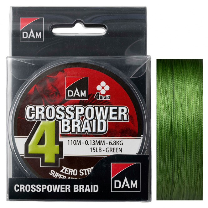 Shnur DAM Crosspower of 4-BRAID 110 m 0.22 mm 11.3kg-25Lb green (60076)