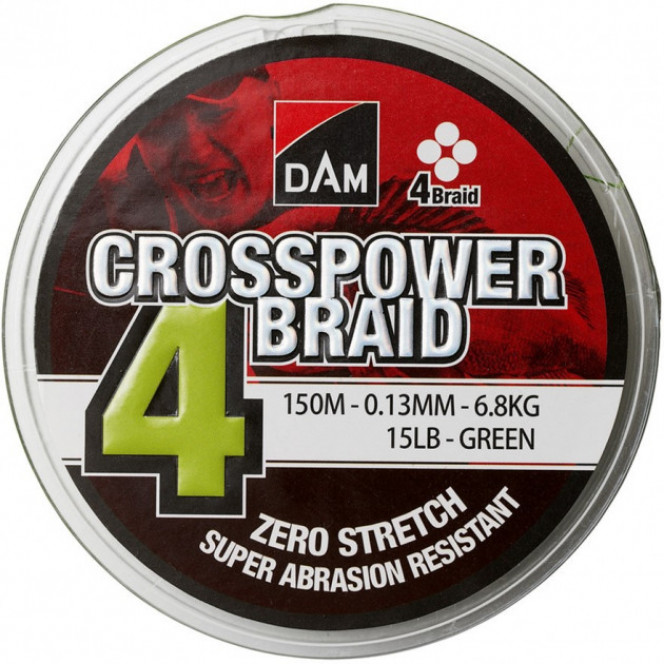 Shnur DAM Crosspower of 4-Braid 150 m 0.13 mm 6.8 kg (green) (66576)