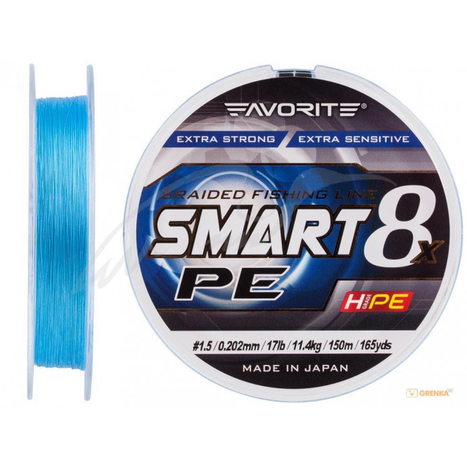 Shnur Favorite Smart PE of 8x 150 m (blue) #1.5/0.202mm 17lb/11.4kg (16931075)