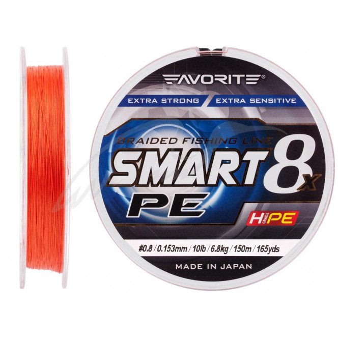 Shnur Favorite Smart PE of 8x 150 m (red-orange) #0.8/0.153mm 10lb/6.8kg (16931081)