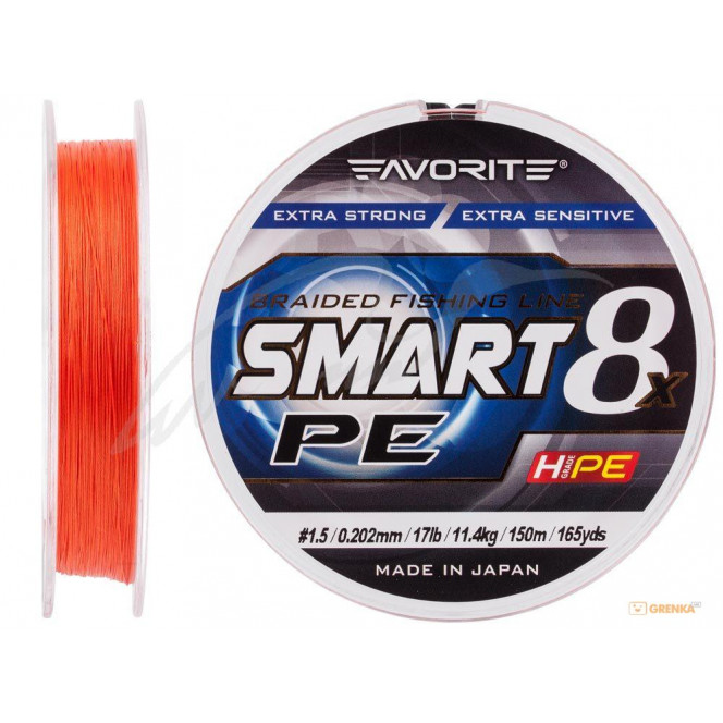 Shnur Favorite Smart PE of 8x 150 m (red-orange) #1.5/0.202mm 17lb/11.4kg (16931084)