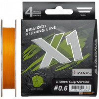 Shnur Favorite X1 PE 4x 150m (orange) #0.6/0.128mm 12lb/5.4kg (16931118)