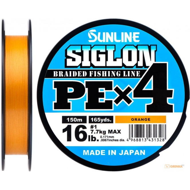 Shnur Sunline Siglon PE h4 150m (oranzh.) #1.0/0.171mm 16lb/7.7kg (16580932)