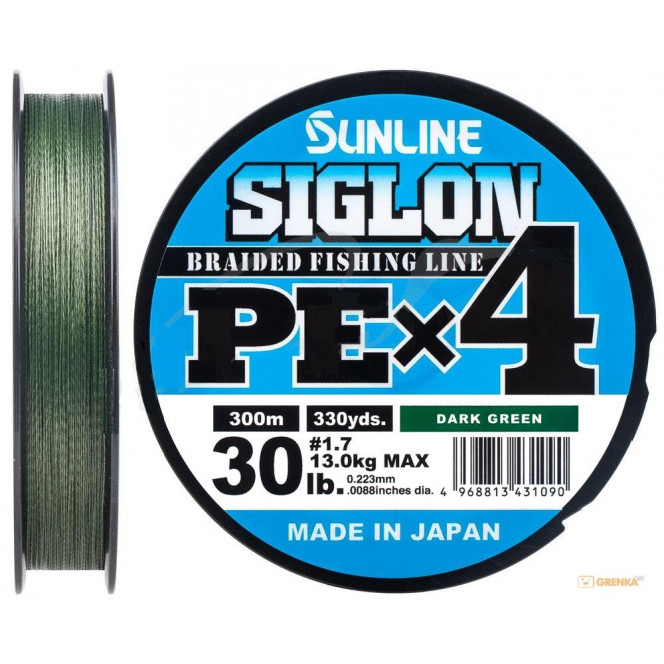 Shnur Sunline Siglon PE h4 300m (temn-zet.) #1.7/0.223mm 30lb/13.0kg (16580949)