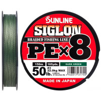 Шнур Sunline Siglon PE х8 150m (темн-зел.) #3.0/0.296mm 50lb/22.0kg (16580983)