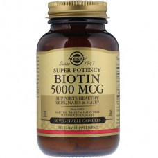 Biotin, Biotin, Solgar, 5000 mcg, 50 Capsules, 31270
 