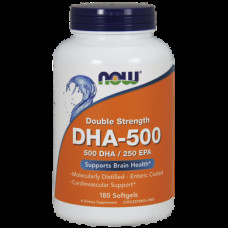 Fish Oil, Double Strength, DHA-500, Now Foods, 180 Capsules, 9196
 