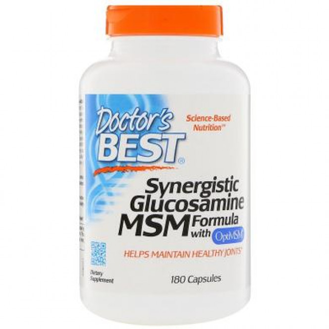 Глюкозамин МСМ, Glucosamine MSM, Doctor's Best, 180 капсул, 24341
  