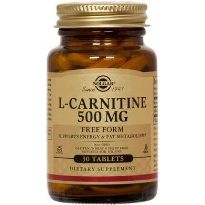 Карнитин (L-Carnitine), Solgar, 500 мг, 30 таблеток, 18726
  