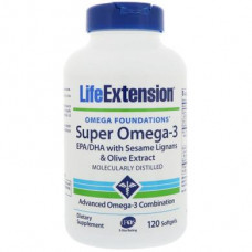 Omega-3 (Super), Omega-3, Life Extension, 120 Capsules, 18376
 