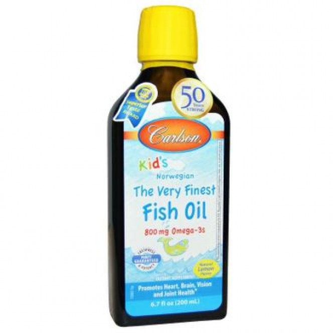 Рыбий жир для детей (вкус лимона), Fish Oil, Carlson Labs, норвежский, 200 мл, 18381
  