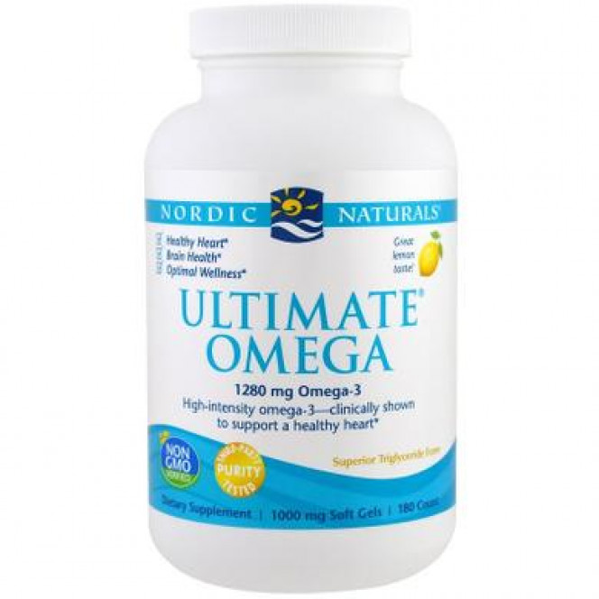 Рыбий жир в капсулах, Ultimate Omega, Nordic Naturals, лимонный вкус, 1280мг, 180 капсул, 24499
  