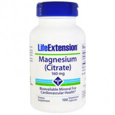 Magnesium Citrate, Magnesium (Citrate), Life Extension, 160 mg, 100 Capsules, 18364
 