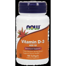 Vitamin D3, Vitamin D-3, Now Foods, 400 IU, 180 Capsules, 9165
 