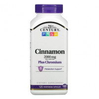 Cinnamon & Chromium, Cinnamon, 21st Century, 2000 mg, 120 Capsules, 10615
 