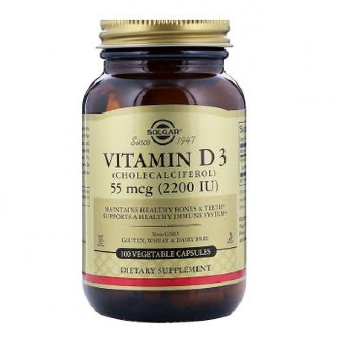 Витамин D3, Vitamin D3, Solgar, 2200 МЕ, 100 капсул, 10870
  