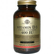 Vitamin D3, Vitamin D3, Solgar, 400 IU, 250 Capsules, 10889
 