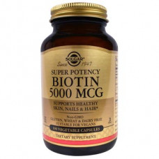 Biotin, Biotin, Solgar, 5000 mcg, 100 Capsules, 10901
 