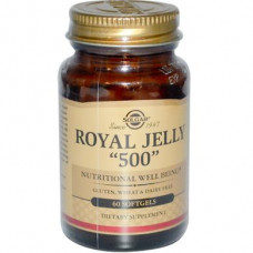 Маточное молочко, Royal Jelly, Solgar, 500, 60 гелевых капсул, 10903
  