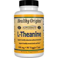 L-теанин, L-Theanine, Healthy Origins, 100 мг, 90 капсул, 14157
  