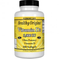 Витамин Д3, Vitamin D3, Healthy Origins, 5000 МЕ, 360 капсул, 14237
  