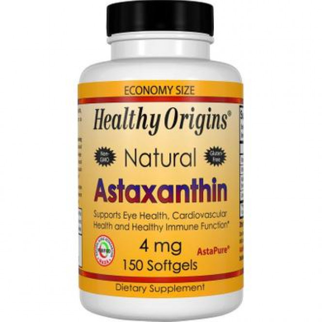 Астаксантин, Astaxanthin, Healthy Origins, 4 мг, 150 гелевых капсул, 14290
  