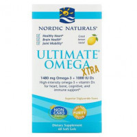 Extra Omega-3, Ultimate Omega Xtra, Nordic Naturals, Lemon, 1000 mg, 60 Capsules, 14506
 