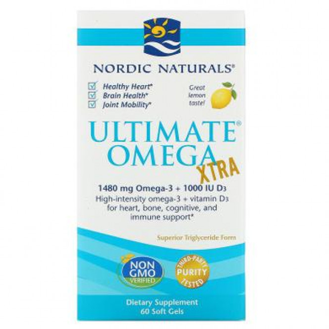 Extra Omega-3, Ultimate Omega Xtra, Nordic Naturals, lemon, 1000 mg, 60 capsules 893, 14506 .. Discounts, promotions, 100% original products. Worldwide shipping, free shipping, world, health, cosmetics, fitness