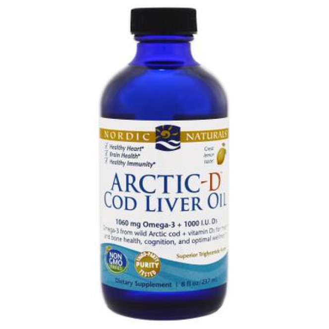 Рыбий жир из печени трески и Д3, Arctic-D Cod Liver Oil, Nordic Naturals, лимон, 237 мл, 14508
  