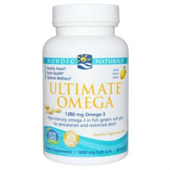 Омега-3 (лимонный вкус), Ultimate Omega, Nordic Naturals, 1000 мг, 60 капсул, 14512
  