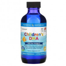 Жидкий рыбий жир для детей, Childrens DHA, Nordic Naturals, клубника, 119 мл, 14541
  