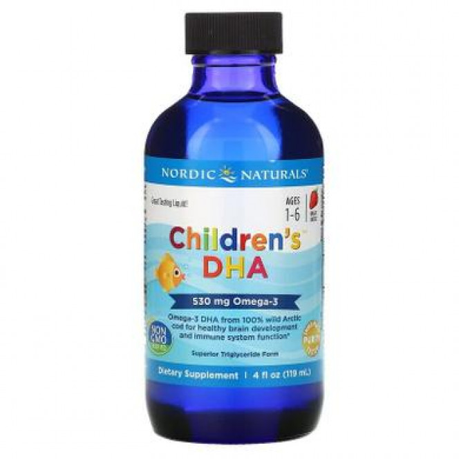 Жидкий рыбий жир для детей, Children's DHA, Nordic Naturals, клубника, 119 мл, 14541
  