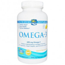 Purified Fish Oil, Omega-3, Nordic Naturals, Lemon, 690 mg, 120 Capsules, 14543
 