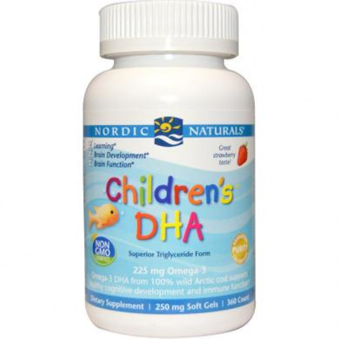 Рыбий жир для детей, Children's DHA, Nordic Naturals, клубника, 360 желе, 14546
  