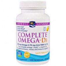 Омега 3 6 9 + Д3, Complete Omega-D3, Nordic Naturals, 1000 мг, 60 капсул, 14588
  