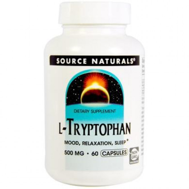 Триптофан, L-Tryptophan, Source Naturals, 500 мг, 60 капсул, 16768
  