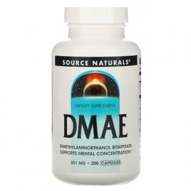 DMAE (Диметиламиноэтанол), Source Naturals, 351 мг, 200 капсул, 16773
  