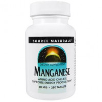 Марганец, Manganese, Source Naturals, 10 мг, 250 таблеток, 16877
  