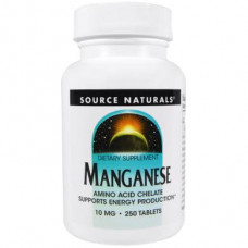 Марганец, Manganese, Source Naturals, 10 мг, 250 таблеток, 16877
  